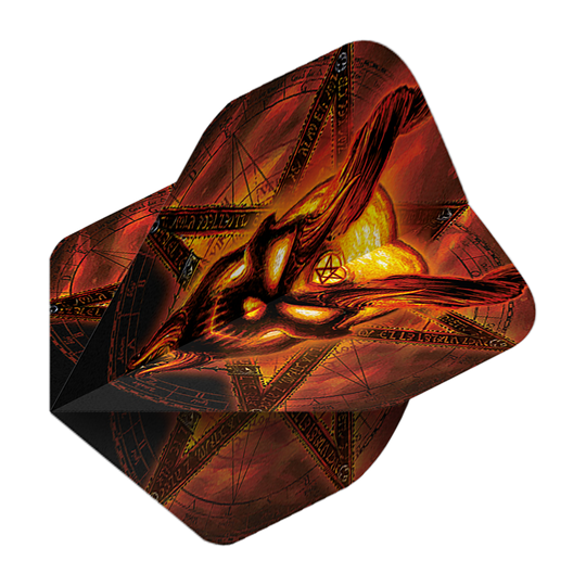 Świątynia Płonącego Alchemii nr 2 Standardowe Loty Das Bild zeigt das Produkt „Alchemy Burning Temple No2 Standard Flights“. Es hat ein auffälliges, feuriges Design mit einem brennenden Motiv und mystischen Symbolen.