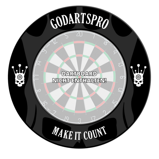 Tarcza do darta Go Darts Pro z otoczeniem Das Bild zeigt ein schwarzes Dartboard Surround. Es wird das Produkt aus einer anderen Ansicht präsentiert.
