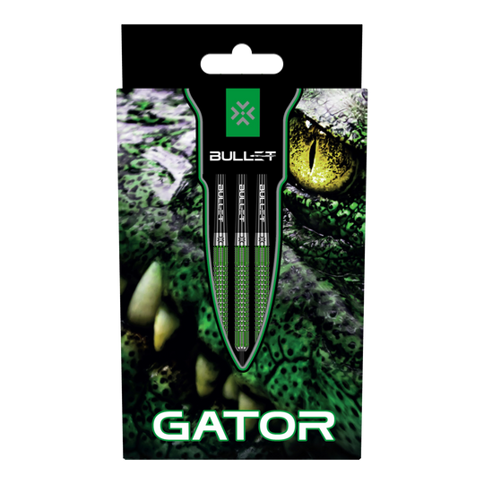 Stalowe lotki Bullet Gator Abgebildet sind die Bullet Gator Steeldarts. Sie sind speziell für Präzision und Kontrolle beim Dartspiel entwickelt.