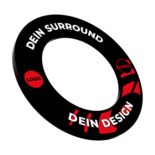 Obudowa tarczy do darta z Twoim projektem Ein Bild mit dem Namen MSF-Schwarz_Dartboard_Surround_Wunschdruck_Schwarz_1. Es zeigt vermutlich ein schwarzes Dartboard-Surround mit individuellem Druck.