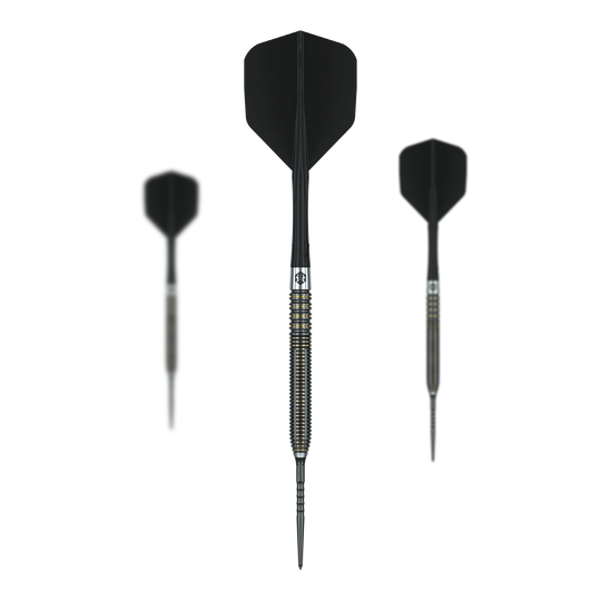 Stalowe lotki Caliburn V-Series V2 Abgebildet ist ein Set Caliburn V-Series V2 Steeldarts. Die Pfeile sind für präzises Dartspielen konzipiert.