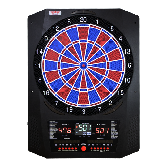 Elektroniczna tarcza do darta Bulls NL Universum Pro Light – niebiesko-czerwona Das Bild zeigt das Bulls NL Universum Pro Light Elektronisches Dartboard in Blau und Rot. Es handelt sich um ein elektronisches Dartboard für präzises Spielen.