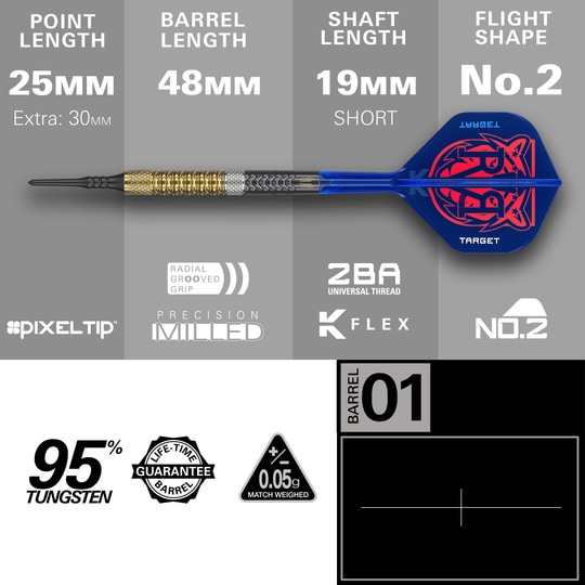 Targetuj w miękkie rzutki Raymond Van Barneveld GEN6 Gezeigt werden Target Raymond Van Barneveld GEN6 Softdarts. Sie zeichnen sich durch hohe Qualität und ein modernes Design aus.