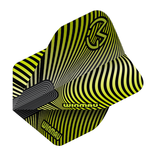 Hier sieht man die Winmau Prism Delta MvG Green Black No2 Standard Flights. Diese Dartflights verfügen über ein grünes und schwarzes Farbkonzept.