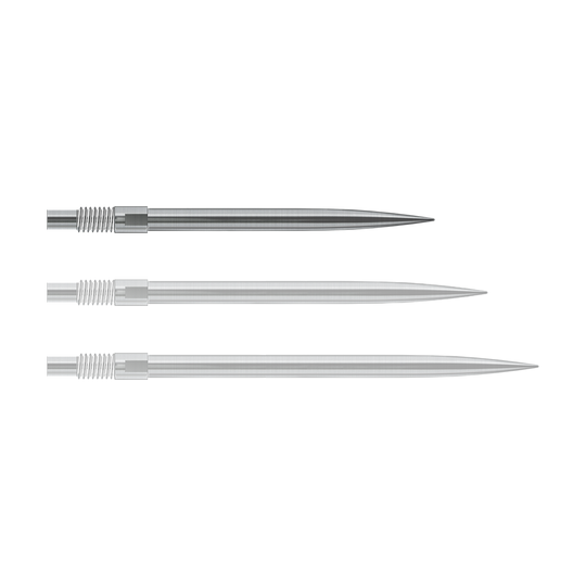 Końcówki do lotek Harrows Quick Point – srebrne Abgebildet sind Harrows QuickPoint Dartspitzen in Silber, 30mm lang. Das Foto stellt das Produkt aus einer anderen Perspektive dar.