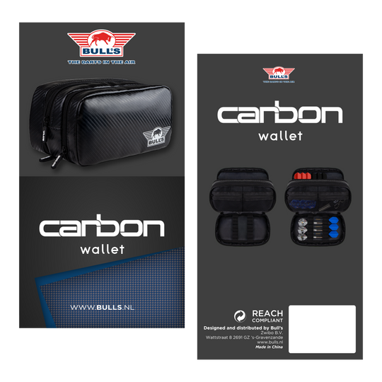 Portfel Bulls NL Carbon Auf dem Foto ist das Bulls NL Carbon Wallet zu sehen. Es handelt sich um ein hochwertiges Dart-Accessoire zur Aufbewahrung.