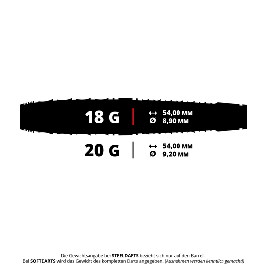 Harrows Vulcan Softdarts Das Bild zeigt vermutlich Harrows Vulcan Softdarts mit einem Gewicht von 18g. Es handelt sich um ein Produktfoto für elektronische Dartscheiben.