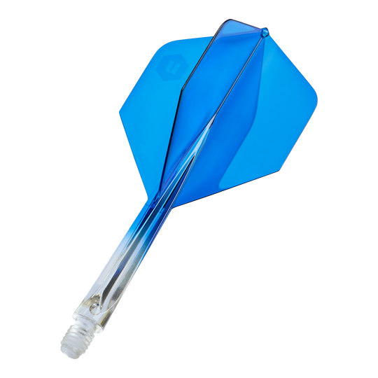 Unicorn Forge Dwukolorowe No2 Standardowe Lotki - Przezroczysty Niebieski Unicorn Forge Two Tone No2 Standard Flights in Klar Blau, Medium, sind zu sehen. Es sind Ersatz-Flights für Dartpfeile.