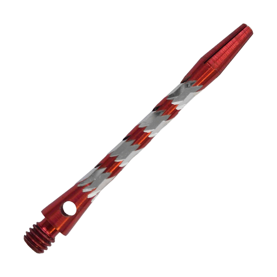 Aluminiowe wałki Bulls NL Minor - czerwone - 46 mm Bulls NL Minor Aluminium Shafts in Rot, 46 mm lang. Abgebildet ist ein roter Aluminiumschaft für Dartpfeile.