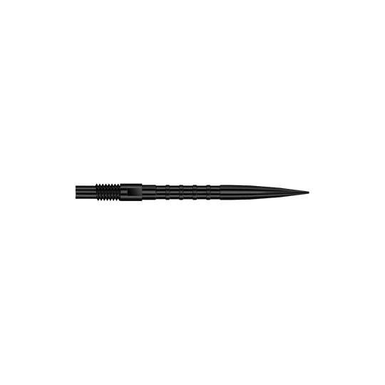 Końcówki do lotek Harrows Quick Point Heavy Metal – czarne Gezeigt wird QP33164 Harrows Quick Point HeavyMetalGrip Dartspitzen Schwarz 26mm. Es sind schwarze Dartspitzen mit besonderem Grip-Design.