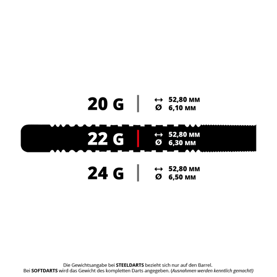 Stalowe lotki Unicorn Wraith James Wade Das ist ein Bild von Unicorn Wriath James Wade Steeldarts in der 22g Variante. Die Dartpfeile sind detailliert dargestellt.