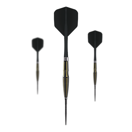 Stalowe lotki Caliburn V-Series V1 Zu sehen ist ein Set der Caliburn V-Series V1 Steeldarts. Die Steeldarts sind besonders präzise und langlebig.