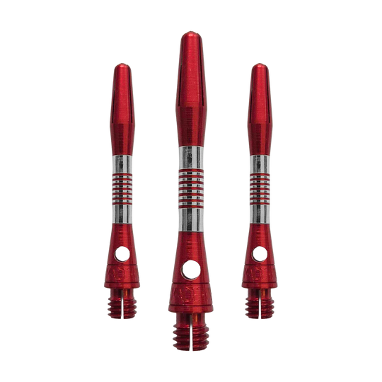 Wałki aluminiowe Bulls NL Cetra - czerwone Abgebildet ist ein Set roter Aluminium Shafts mit 34 mm Länge. Sie werden wahrscheinlich beim Dartspiel verwendet.