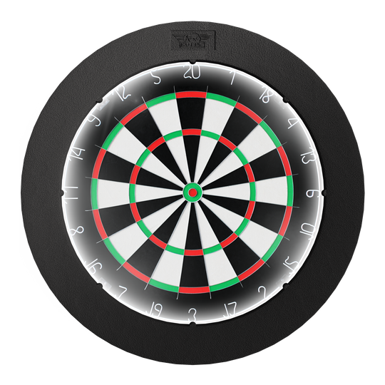 System oświetlenia przestrzennego Bulls NL Lumo Light Das Bild zeigt das Produkt "Bulls NL Lumo Light Surround Beleuchtungssystem", das eine Dartscheibe mit integriertem LED-Licht darstellt. Die Beleuchtung sorgt für eine optimale Ausleuchtung des Spielfelds.