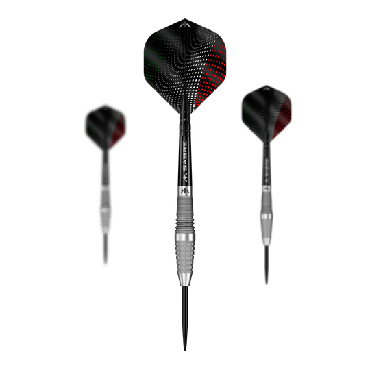 Lotki Mission Michele Turetta ze stali piaskowanej - 23 g Mission Michele Turetta Sandblasted Steeldarts - 23g im Set dargestellt. Das Bild zeigt mehrere Dartpfeile als Produktset mit sandgestrahlter Optik.