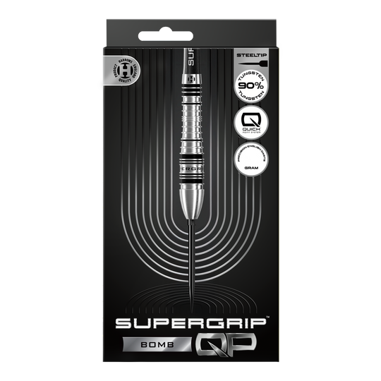 Lotki stalowe Harrows Supergrip Bomb Quick Point Gezeigt werden die Harrows Supergrip Bomb Quick Point Steeldarts. Das Produkt bietet hohe Kontrolle und Stabilität beim Wurf.