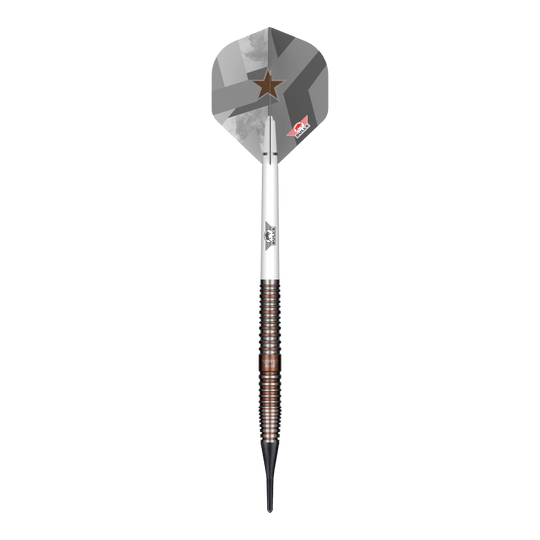 Bulls NL Max Hopp E5 miękkie lotki - 20g Das Foto zeigt die Bulls NL Max Hopp E5 Softdarts - 20g. Dieses Produkt richtet sich an Freunde des Softdart-Spiels.
