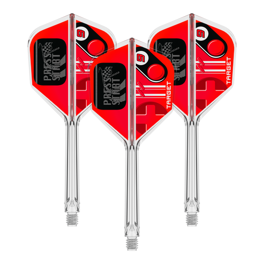 Das Bild stellt ein Set Flights für Darts dar, genannt 410584 Target K-Flex PressStart No6 33mm. Es ist ein Ersatzteil für Dartpfeile.
