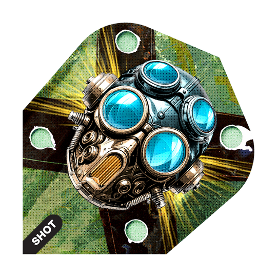 Dies ist ein Bild von Shot Badlands Krush No6 Flights. Das Produkt zeigt Dart-Flights in einem ansprechenden Design.