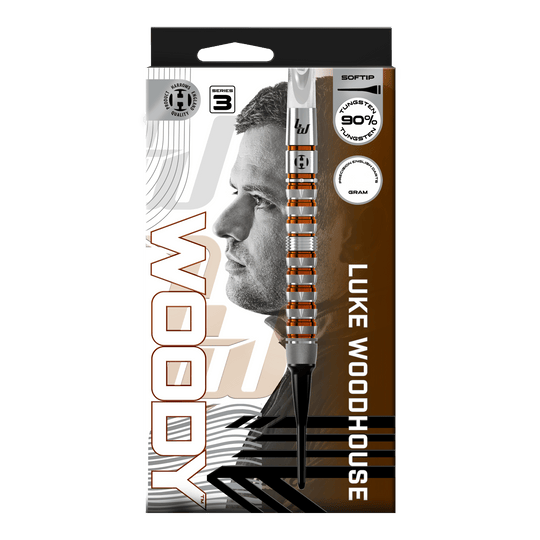 Harrow's Luke Woodhouse Series 3 Soft Darts - 18g Hier ist das Produkt Harrows Luke Woodhouse Series 3 Softdarts - 18g zu sehen. Das Foto stellt die Softdarts in der 18-Gramm-Ausführung dar.