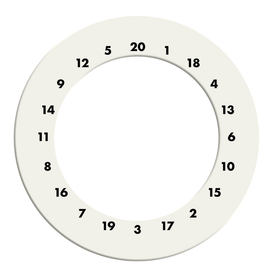 Obudowa tarczy do darta HD Numbers – kolory niestandardowe Das Bild zeigt einen weißen Dartboard-Surround ohne Logo. Der Dateiname des Produkts ist 'DBS-HDOL-weiss_HD_Zahlen_Dartboard_Surround_Ohne_Logo_Wei_2'.