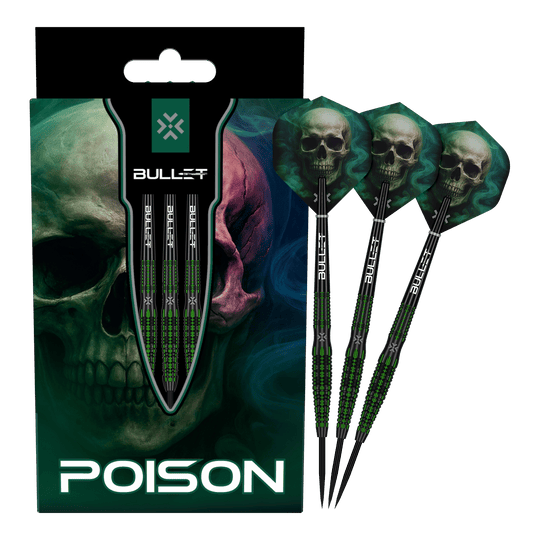 Stalowe strzałki Bullet Poison Hier sind die Bullet Poison Steeldarts vollständig abgebildet. Die einzigartigen Steeldarts eignen sich für Dart-Enthusiasten.
