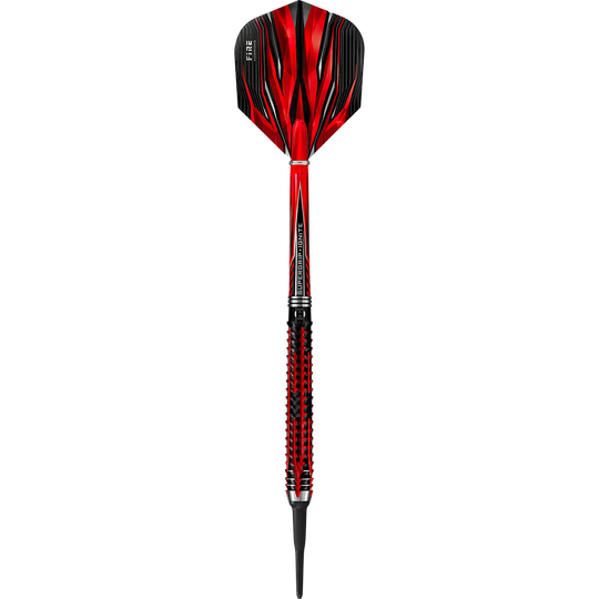 HA27071_Harrows_Fire_Inferno_Softdarts_1nk0kNSAWPdP9G Dies ist ein Harrows Fire Inferno Softdart. Der Dartpfeil hat ein auffälliges rotes und schwarzes Design.