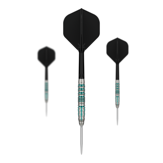 Lotki stalowe Target Japan Black Marque Pierce Swiss Point Das Bild stellt das Target Japan Black Marque Pierce Swiss Point Steeldarts Set dar. Es handelt sich um hochwertige Darts für professionelle Ansprüche.