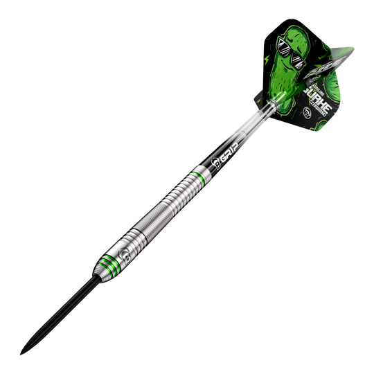 Bulls Max Czerwinski Cucumber Steeldarts - 23g Bulls Max Czerwinski Gurke Steeldarts mit 23 Gramm Gewicht. Die Abbildung präsentiert das Produkt aus einem anderen Blickwinkel.