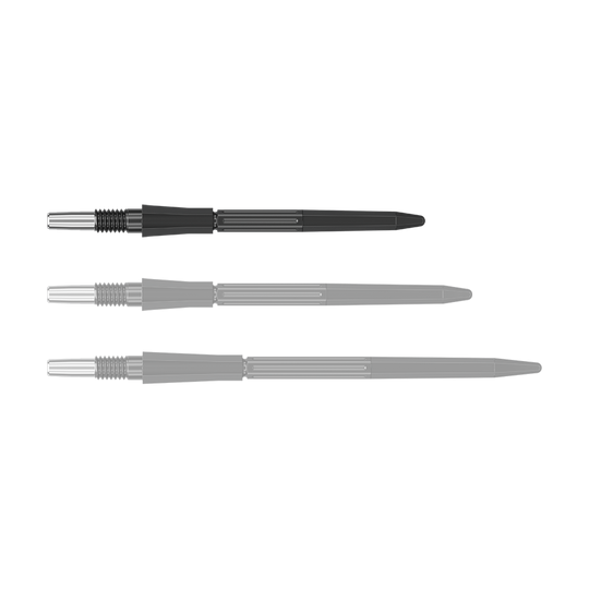Groty do lotek Target Elysian Archetype 43 Swiss Point Steel – czarne Das Bild zeigt eine einzelne schwarze Dartspitze der Target Elysian Archetype 43 SwissPoint Serie in 30 mm Länge. Die Spitze liegt einzeln auf neutralem Hintergrund.