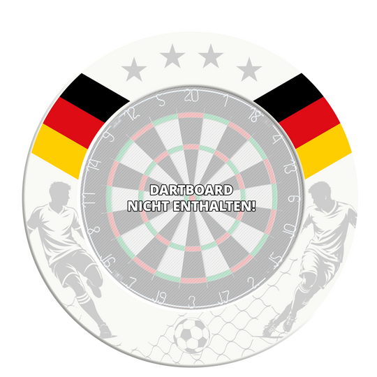 Obudowa tarczy do darta McDart Football Hier ist das McDart Fußball Dartboard Surround abgebildet. Es handelt sich um eine Schutzumrandung für ein Dartboard.