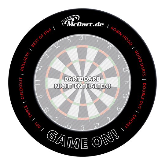Gra McDart na tarczy do darta Ein Dartboard-Surround ist auf dem Bild zu sehen. Es bietet Schutz für die Wand beim Dartspielen.
