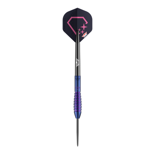 Bulls NL Christel Timmermans Satellite 90 stalowych rzutek 25g Das Foto zeigt die Bulls NL Christel Timmermans Satellite 90 Steeldarts 25g. Diese Darts sind bekannt für ihre präzise Verarbeitung.