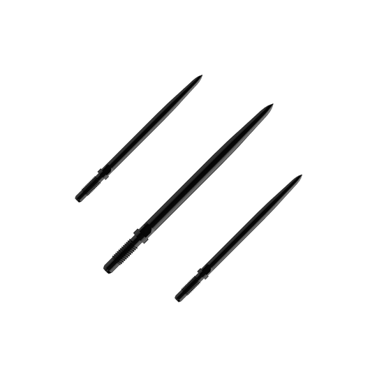 Końcówki do rzutek Bulls NL Convertible Point – gładkie – czarne Das Bild zeigt einen Artikel mit dem Namen BU57700_BullsNL_Convertible_Points_Smooth_Schwarz_32mm_1Set. Es handelt sich vermutlich um einen Satz schwarzer, glatter Dartspitzen mit einer Länge von 32 mm.