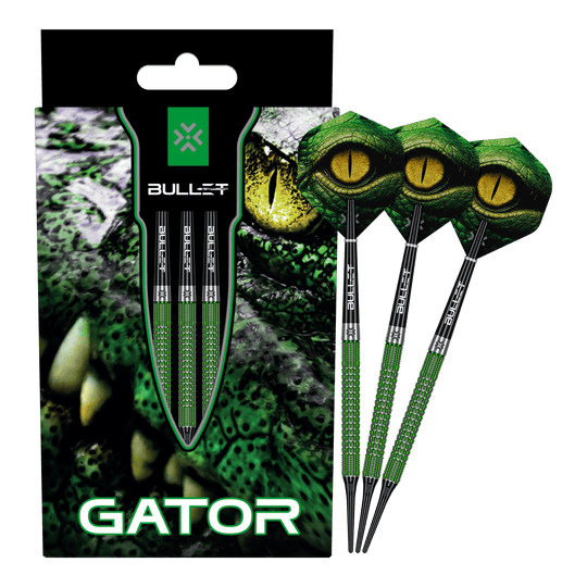 Miękkie lotki Bullet Gator - 20g Die Abbildung zeigt das Produkt Bullet Gator Softdarts - 20g. Es handelt sich um ein Set von Softdarts mit einem Gewicht von 20 Gramm.