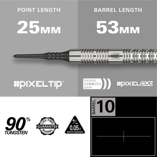 Target Hydro 12 miękkich rzutek Auf diesem Bild werden Target Hydro 12 Softdarts dargestellt. Diese Softdarts eignen sich perfekt für elektronische Dartscheiben.