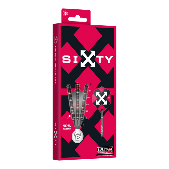Stalowe lotki Bulls Sixty S2 Hier sind die Bulls Sixty S2 Steeldarts abgebildet. Die Steeldarts haben ein schlankes Design und eignen sich für professionelle Spieler.