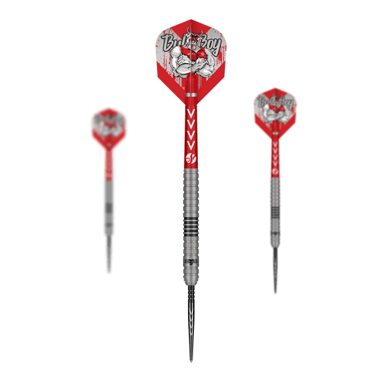 Shot Michael Smith Series 2 Turbo Point stalowe lotki Das Bild zeigt ein Set der Shot Michael Smith Series 2 Turbo Point Steeldarts. Das Set ist geeignet für alle Dartspieler.