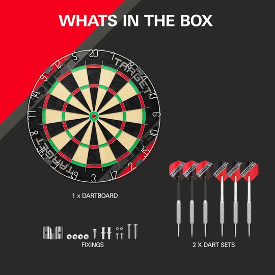 Zestaw tarcz do darta Target Rift ze stali Das Foto zeigt das Target Rift Steeldartboard Set. Es ist ein komplettes Dartset mit Steeldartboard.