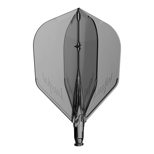Lot zastępczy L-Style L-System L3 Ein Ersatzflight für Dartpfeile in klarem Schwarz ist abgebildet.
