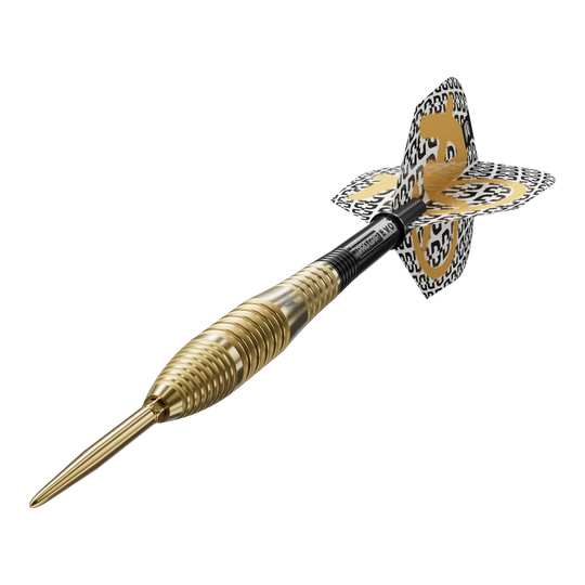 Stalowe lotki Target Bolide Envy 05 Swiss Point Das Foto präsentiert die Target Bolide Envy 05 Swiss Point Steeldarts. Die Dartpfeile sind aus der Nähe fotografiert und wirken hochwertig verarbeitet.