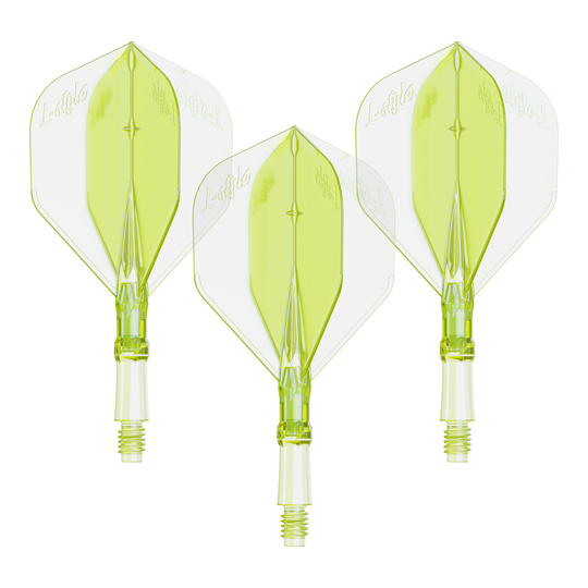 Lampy L-Style L-System - neonowożółte Das Bild zeigt ein Set von Flights für Dartpfeile in Neon-Gelb, kleine Größe. Geeignet für das L-Style L-System.