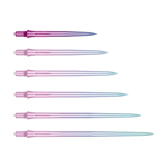 Końcówki do lotek Caliburn EZ-EVO - gładkie - tęczowe Ein Bild mit dem Dateinamen EVO189_Caliburn_EZ-EVO_Dartspitzen_Smooth_Rainbow_28mm_1. Es zeigt vermutlich Dartspitzen in Regenbogenfarben mit einer Länge von 28 mm.