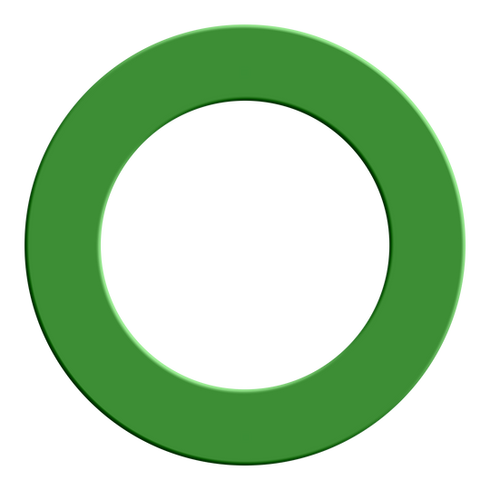 Das Bild zeigt vermutlich ein Dartboard-Surround in Grün. Das Surround dient zum Schutz der Wand und zur Verbesserung des Darterlebnisses.
