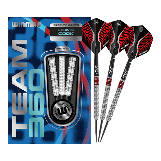 Lotki stalowe Winmau Team 360 Lewis Cook - 23 g Hier sehen Sie Winmau Team 360 Lewis Cook Steeldarts - 23g. Das Produkt wird in seiner vollständigen Länge präsentiert.