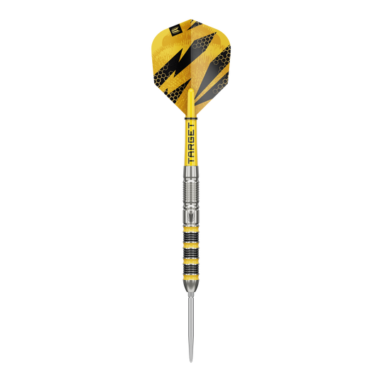 Stalowe lotki Target Buzz 01 Swiss Points Das Bild zeigt Target Buzz 01 Swiss Points Steeldarts. Es handelt sich um hochwertige Steeldarts für Präzisionswürfe.