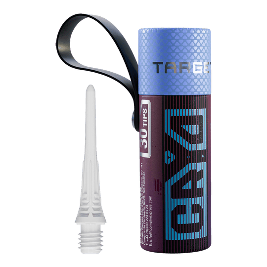 Końcówki do lotek Target Cryo Soft Dart Tips, białe, 30 szt. Target Cryo Softdartspitzen 30er Pack - Weiß sind in einer Packung zu sehen. Die weißen Spitzen eignen sich für Softdarts.