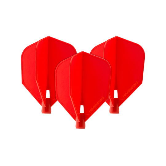 HRC-130_Harrows_Clic_Standard_Flight_Red_1145sI8jB024Qx Das Bild zeigt drei rote Harrows Clic Standard Flights für Dartpfeile. Sie sind nebeneinander angeordnet und haben die typische Standardform.