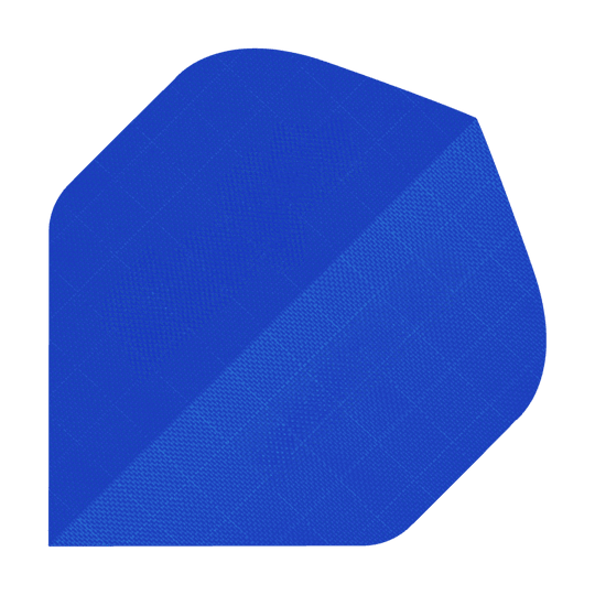 Lotki z tkaniny nylonowej – Standard – NIEBIESKIE Das Bild zeigt ein blaues Stück Nylon-Stoff in der Form eines Dart-Flights. Die Oberfläche hat eine feine, strukturierte Musterung.