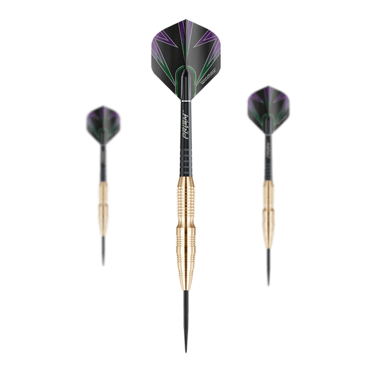 Winmau Simon Whitlock Brass Steeldarts Winmau Simon Whitlock Brass Steeldarts nebeneinander angeordnet. Die Oberfläche der Darts ist matt und detailreich.